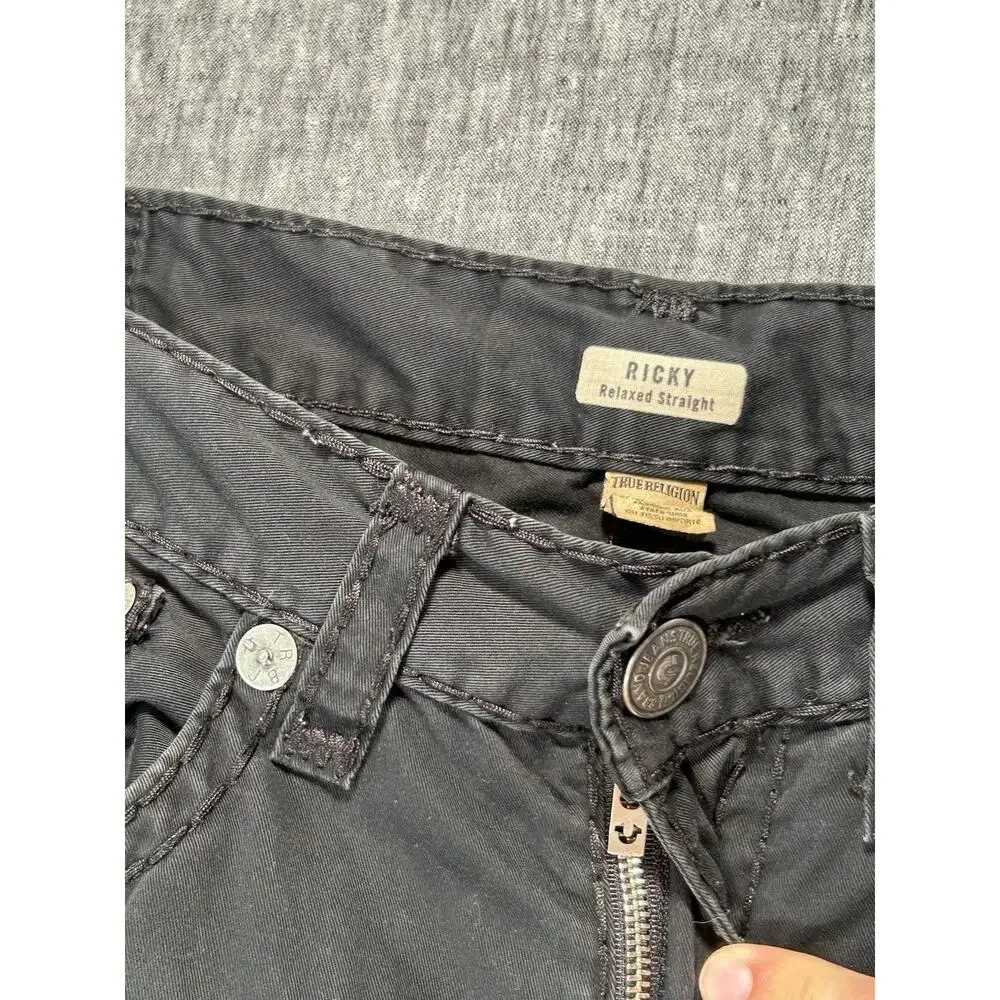 Vintage True Religion Ricky Super T Pants Mens 36x30 Relaxed Straight Black USA
